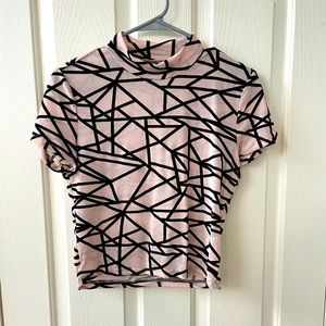 Mock-neck Geo Mesh Slim Top